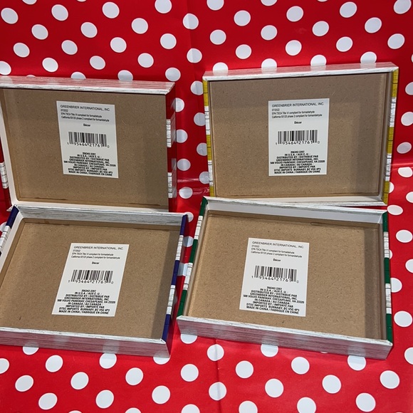 New Set of Four 3D Sports Ball Themed Striped Boxed Shelf Tabletop Decor - Picture 7 of 14